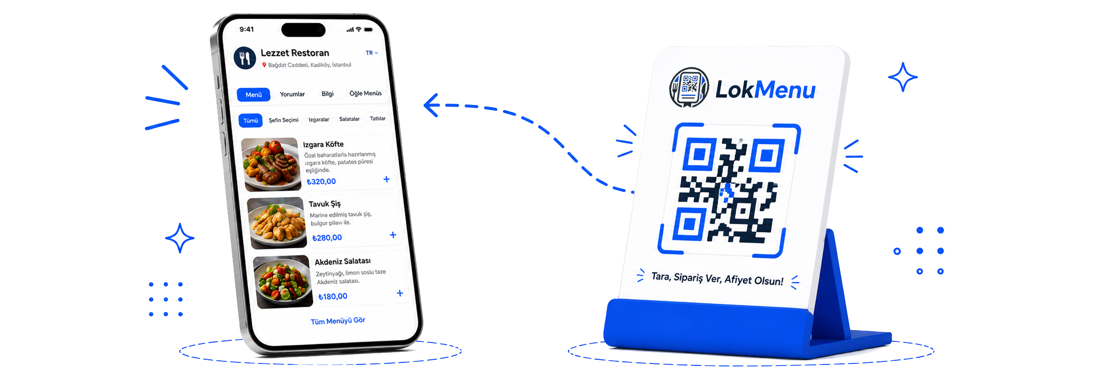 LokMenu QR kodu ile telefonda dijital menü görüntüleme